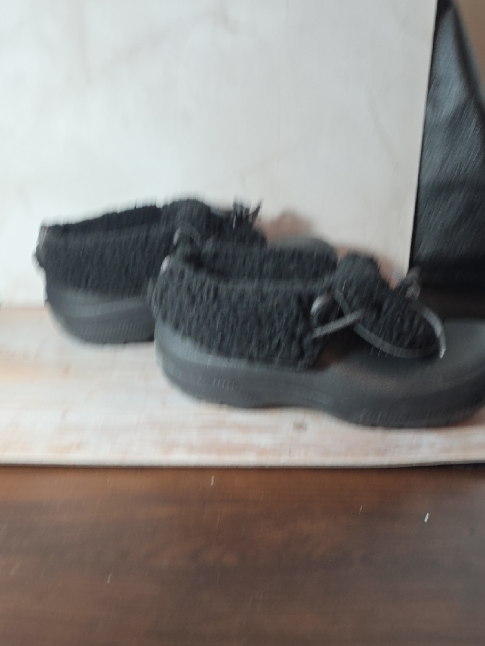 CROCS Black Fuzzy Lined, Convertable, Slip-Ons - Picture 5 of 9